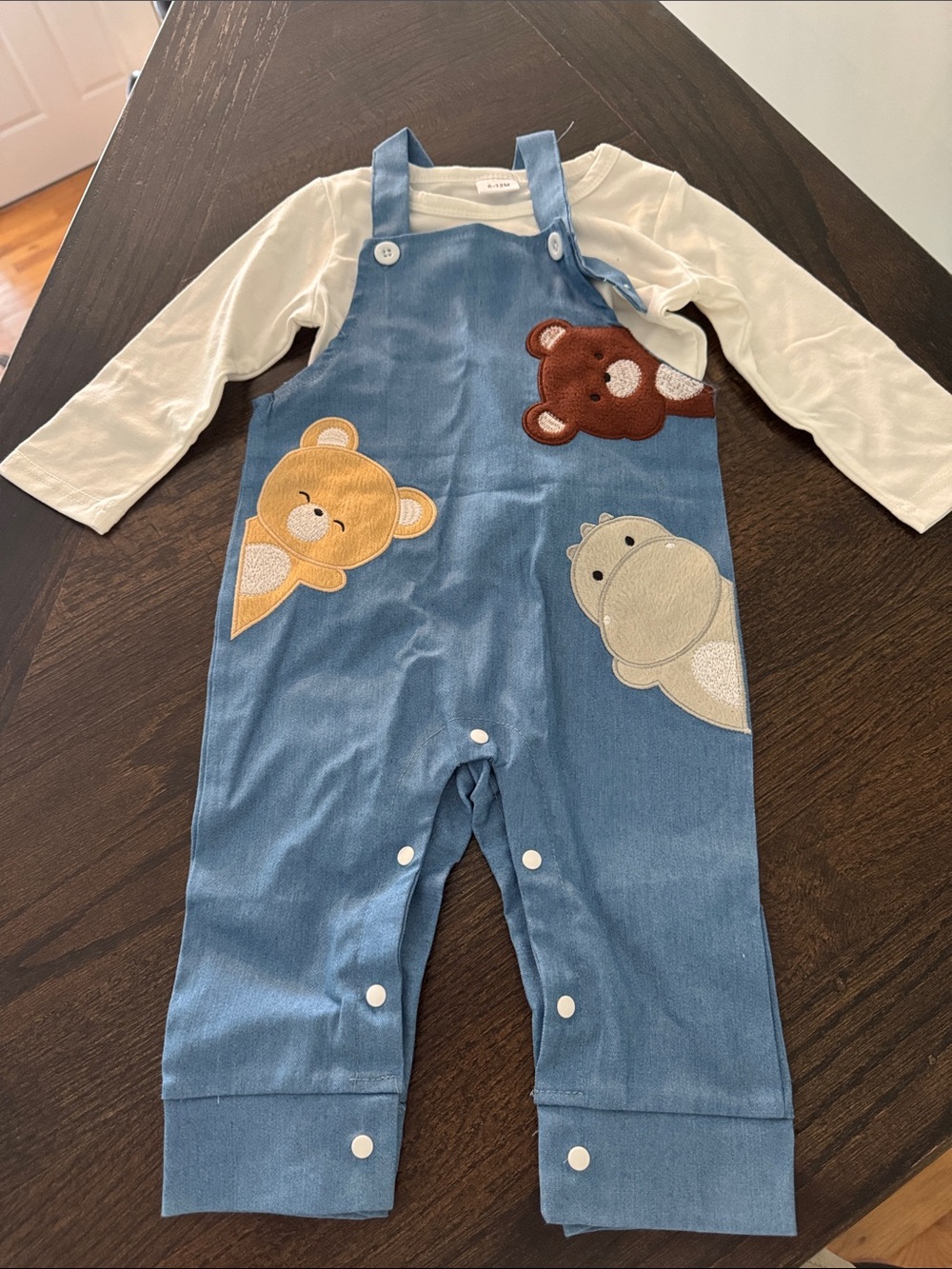 Blue Toddler Overalls with Animal Appliqués